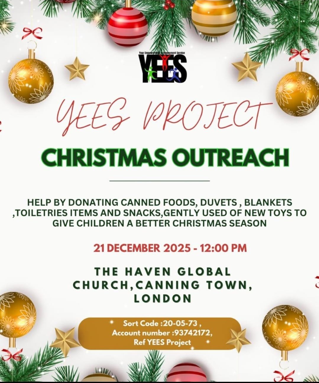 YEES Project Christmas Outreach flyer